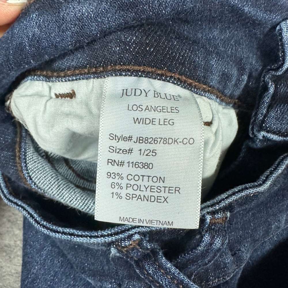 Judy Blue Womens Dark Wash Wide Leg High Rise Denim Jeans 1/25 Short - Picture 3 of 9